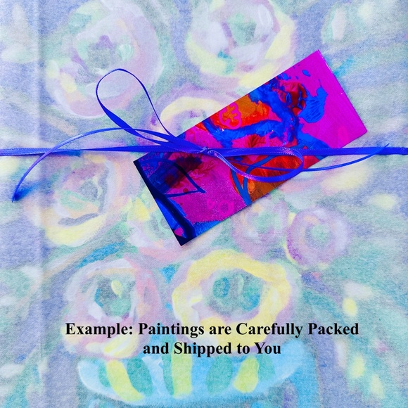 Original Holiday Painting Decorative Christmas House Whimsical Landscape 9"x12" - Picture 10 of 10